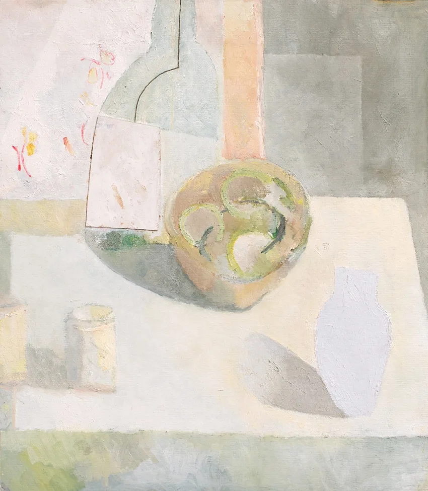 Still-life with Bowl, Vase and Tins