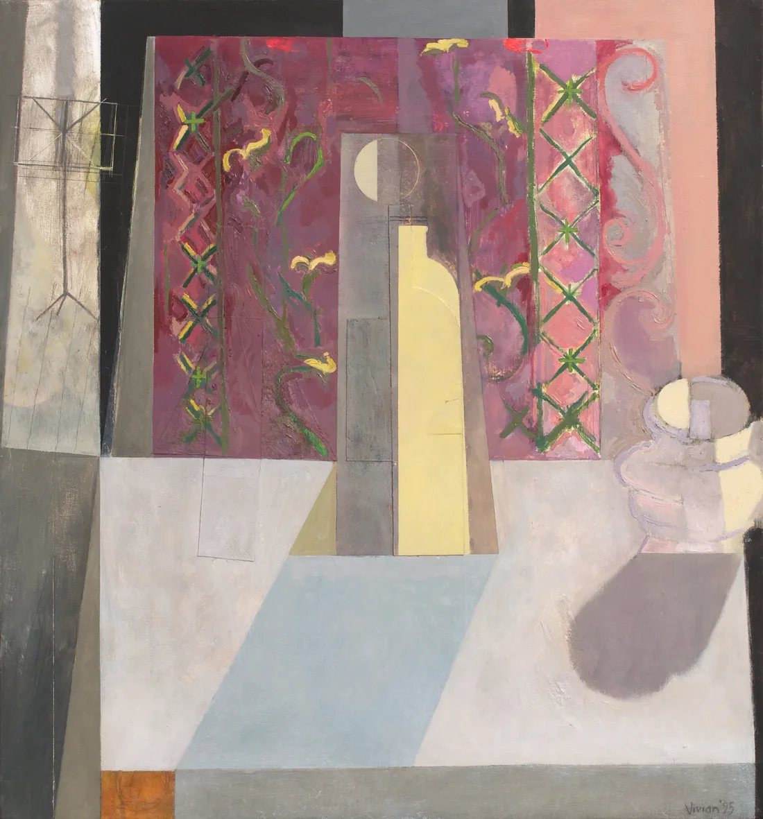 Still-life with Patterned Drapery, Objects and Music Stand